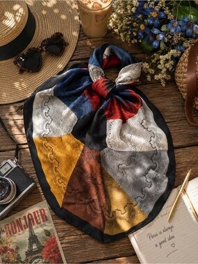 Vintage Color-Guard by Ashear Italian Silk Square Scarf Ornate Paisley Patchwork